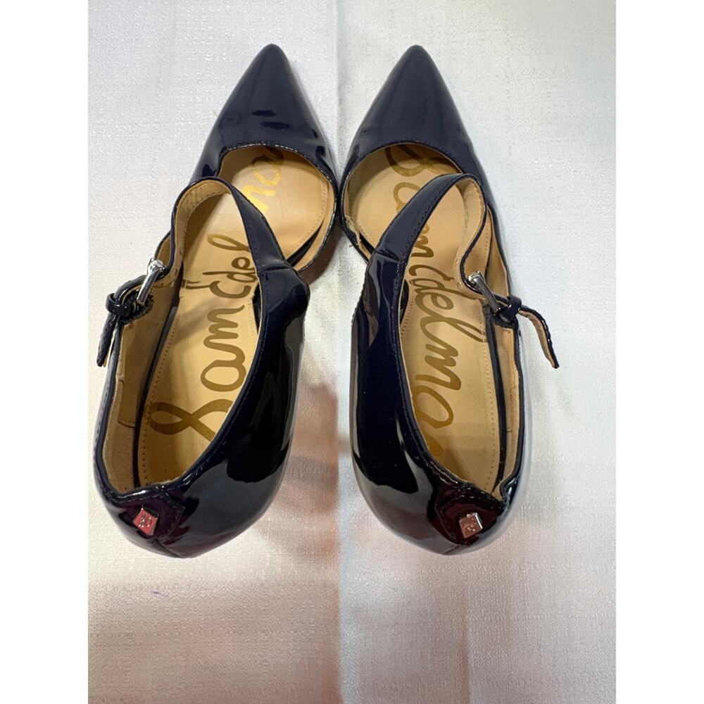 Sam Edelman Nora Navy Blue Patent Leather Heels Size 7 - Picture 11 of 15